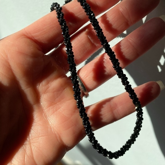 Genuine faceted black Spinel necklace with extension - Picture 1 of 9